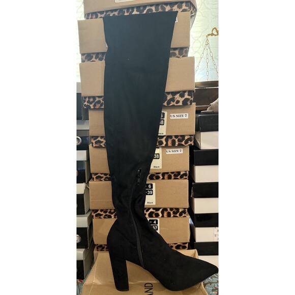 Brand New Women's Over The-Knee Boots Black Suede Super Cute Fashion Boots Sz 9 - Picture 3 of 6